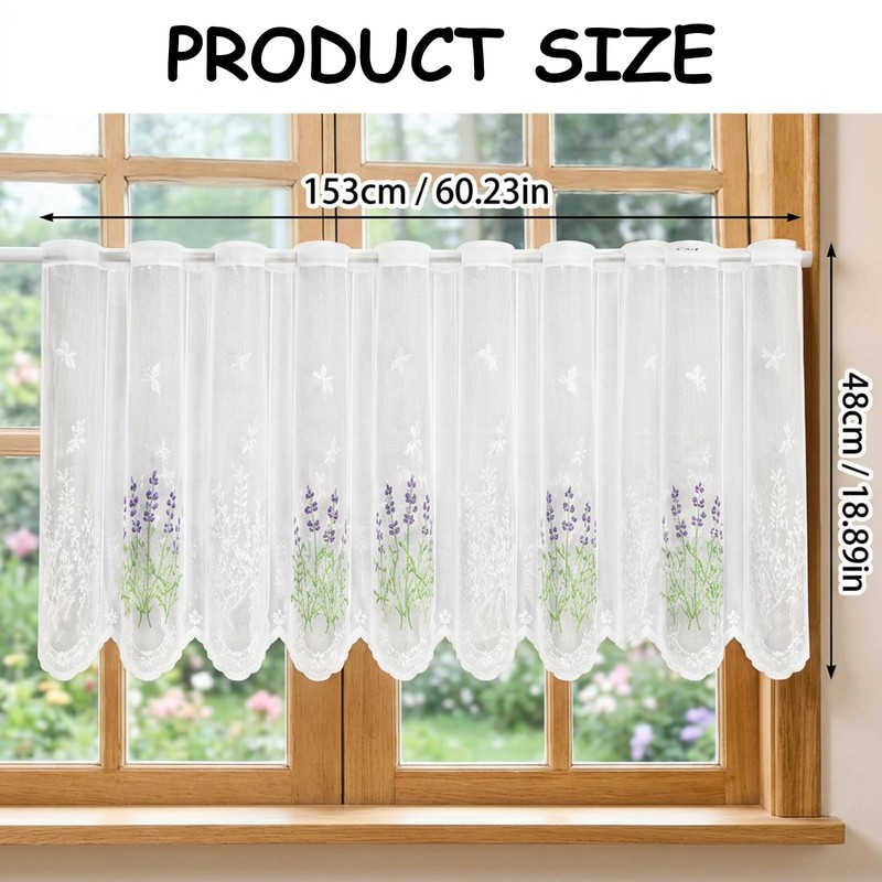suction Cafe Curtains, Kitchen Curtains for Windows, Lace Curtains with