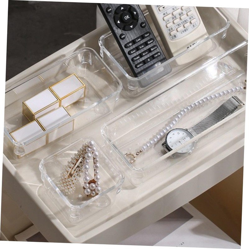 FUNOMOCYA Versatile Acrylic Drawer Organizers Set 3 Trays for Desk