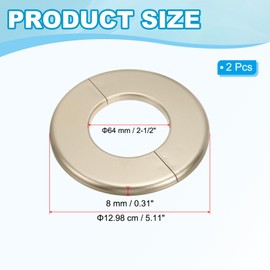 PATIKIL Wall Split Flange 2.52" (64mm),2 Pcs ABS Round Self-Adhesive Escutcheon Plate Buckles Water Pipe Covers for Kitchen Bathroom Arm Pipe Faucet Decoration, Gold