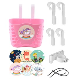 S.fields.inc Front Basket for Kids' Bicycles Retrofit Front Basket with 3 Types of Hardware Strider Plastic (Pink)