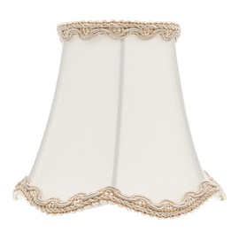 Baluue White Lamp Shades Small Bell Scalloped Clip on Bulb Lampshade for Table Lamps Bedside Nightstand and Sconce Fabric Light Cover Cloth 5.3 Inch Height