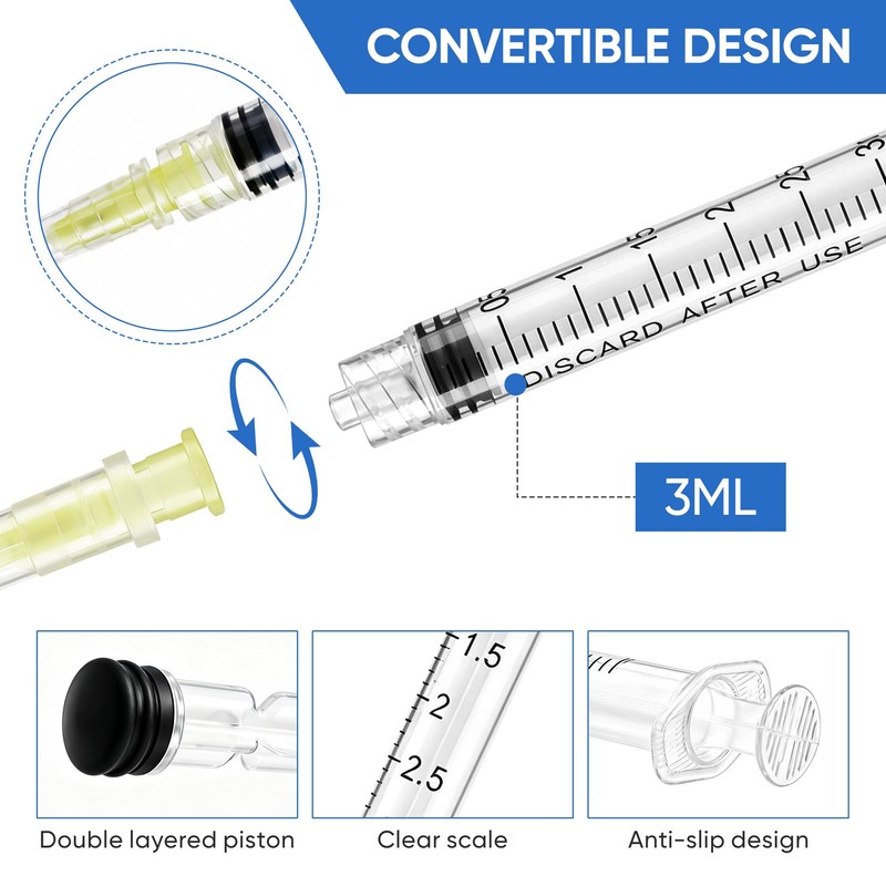 Pack of 100 3 ml 20G 25 mm Plastic Tube,