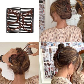 5 Pieces Stretchy Magic Hair Comb Adjustable Elastic Comb Clip for Women Girls No Crease Hair Pins Vintage Bun Maker for Curly Thick Wavy Hair Ponytail