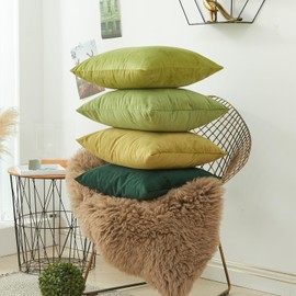 Set of 4 Velvet Throw Pillow Covers, Soft Square Home Decorative Cushion Cases Cozy Cushion Covers for Couch Sofa Car Bedroom Living Room Home Patio Indoors Outdoors Style Home Decor 45 x 45 cm