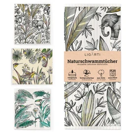 Ligarti Wooden Sponge Cloths (100% Eco & Washable) Set of 3 Dish Cloths Sustainable Compostable I All-Purpose Cloths for the Household Made in Germany I Dishcloths, Dish Cloths Compostable