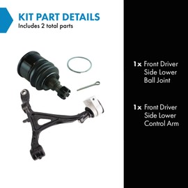 TRQ Front Left Lower Control Arm with Ball Joint Set Drivers Side Compatible with 2009-2014 Acura TL