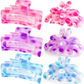 Hair Clips for Women,6PCS Big Flower Claw Clips for Thick Thin Hair,Strong Hold Cute Hair Accessories for Girls,Nonslip Beach Vacation Essentials Summer Accessories (colorful)