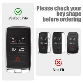 for Range Rover Key Fob Cover with Keychain TPU Key Case Compatible with Discovery Evoque Land Rover Jaguar XE XF XJ 5 Buttons Key Shell,Black (White)