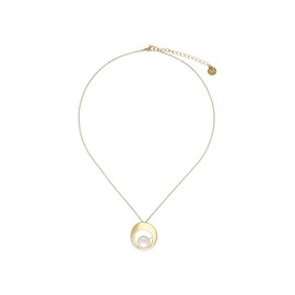 Majorica Petra Collection Geometric Pendant Necklace in Gold Plated Steel Round White Pearl 12mm Length 42-47cm Stainless Steel Lobster Clasp, Stainless Steel
