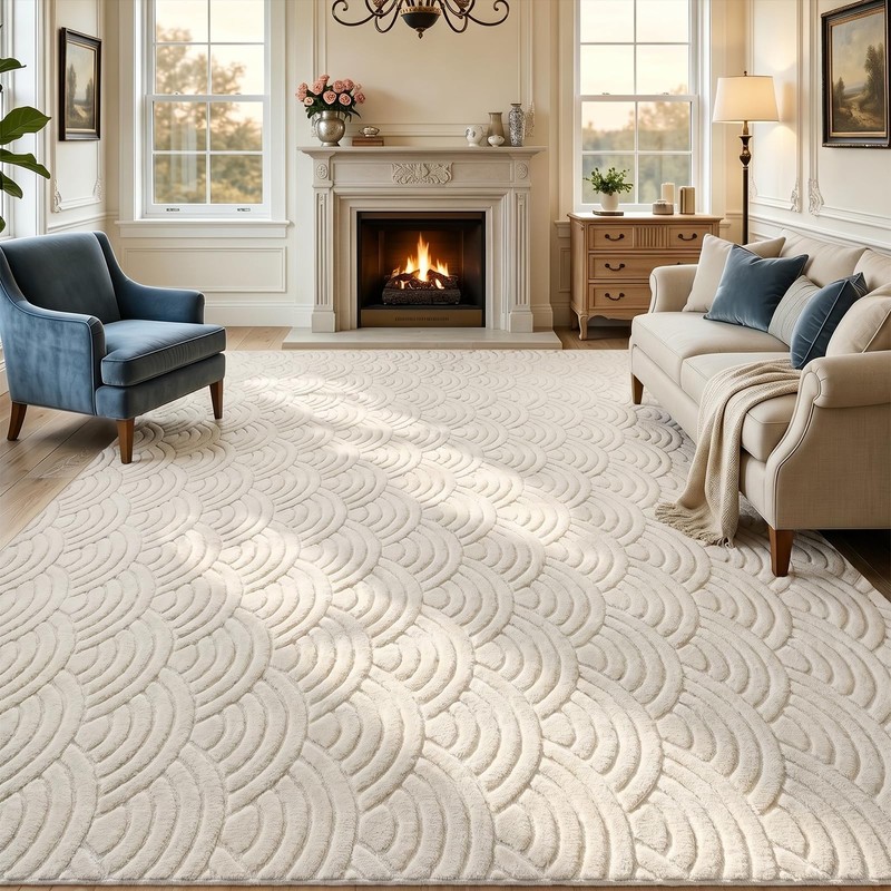 SHACOS Soft Cozy Fluffy Arch Waves Pattern High-Low Textured Area