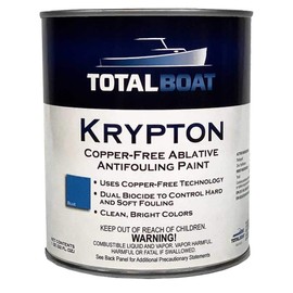 TotalBoat Krypton Copper Free Antifouling Bottom Paint for Fiberglass, Wood, Aluminum and Steel Boats, Outdrives and Trim Tabs (Blue, Quart)