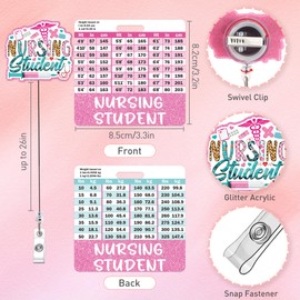Badge Reel Retractable with Buddy, Nursing Student Badge Reel and Card w/Height & Weight Conversion Charts, Gifts for Nursing Student