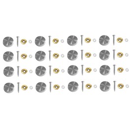 Juego de tornillos de montaje decorativos para espejo, paquete de 16, cubiertas de tapa de acero inoxidable cepillado con anillo de cobre, diámetro de 0.65 pulgadas