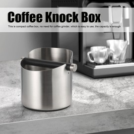 YOUTHINK Caja de Golpe de Café, Caja de Golpe de Molido de Café de Acero Inoxidable con Contenedor de Soporte de Barra de Golpe para Máquina de Café Profesional(Acero Inoxidable Pequeño (FC-04-1))