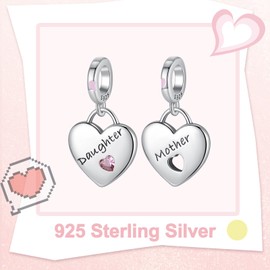 Famuan Charms Pendant 925 Sterling Silver for Women Fits Bracelets Gold Key Blue Chameleon Cat Pearl Mother's Day Birthday Christmas Gifts for Girls Friends, Silver, Zircon