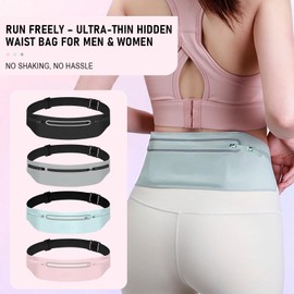 Mayoii Double-Layer Design Running Belt for Women and Men Lightweight Running Waist Belt with Water Bottle Pocket,Multi-Pocket Phone Holder Running Pouch (1, A-Pink, One Size)