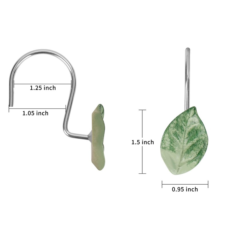 12 PCS Decorative Shower Curtain Hooks, Anti-Rust Stainless Steel Shower