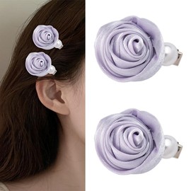 Small Rose Flower Hair Clips for Women Girls Rose Hair Clip Purple Rose Hair Barrettes for Women Tnick Thin Hair Decorations for Women Girls Rose Flower Hair Clip 2Pcs