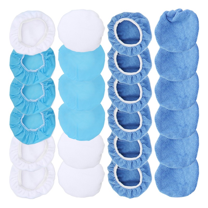24 Packs Polishing Bonnet 6in/150mm Microfiber Nonwoven Cotton Buffing Pads