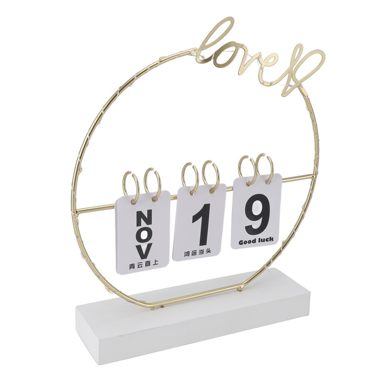 Metal Desk Calendar Modern Creative Tabletop Flip Calendar with LED
