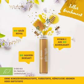Medex Biologisches Gelée Royale FORTE, extra stark mit 1500 mg Gelée Royale, Flüssigkeit in Ampullen, leicht zu öffnen, mit natürlichem Vitamin C, aus biologischem Anbau 10 x 9 ml