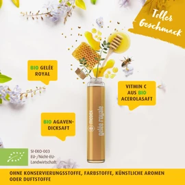Medex Biologisches Gelée Royale FORTE, extra stark mit 1500 mg Gelée Royale, Flüssigkeit in Ampullen, leicht zu öffnen, mit natürlichem Vitamin C, aus biologischem Anbau 10 x 9 ml