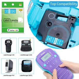 Freshworld Compatible DYMO D1 Colorpop 12mm 0.47" Label Tape 45013 Dymo D1 Label Refills for DYMO COLORPOP Label Maker LabelManager 160 280 360D 420P PnP, Clear/White, Blue/Purple/Pink Glitter, 5-Pack