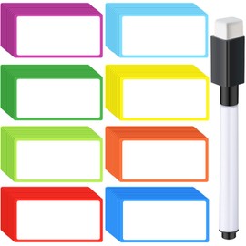 Reusable Magnetic Dry Erase Labels 4 x 2 Inches with Dry Erase Marker Pen for Classroom Office Garage Refrigerator Locker Shelf Writable Erasable Cards Name Tags (96)