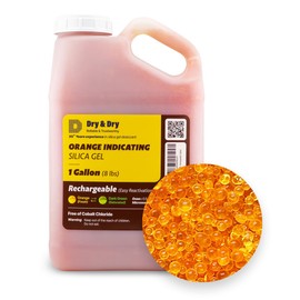 "Dry & Dry" [8 LBS] Premium Orange Indicating Silica Gel Desiccant Beads(Industry Standard 3-5 mm) - Rechargeable(1 Gallon)