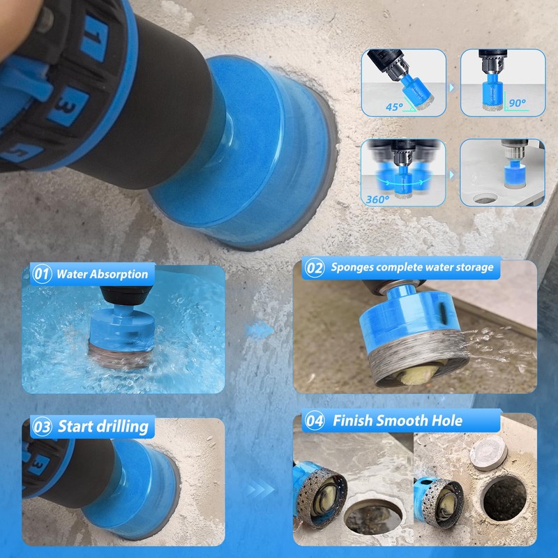 ZNXIMER Diamond Hole Saw Drill Bits - 2pcs 1-1/2" Diamond