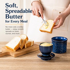 Butter Crock with Lid for Countertop, French Butter Dish Ceramic Keeper
