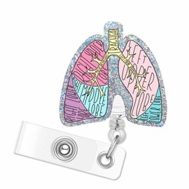 Lung Badge Reel, Funny Respiratory Therapist Anatomy Organ Badge Reels Retractable, Name Badge Holder Reel ID Clip for RN LVN LPN CNA Doctor Nursing Student