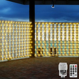 CORST 4.5X1.5M Outdoor Net Lights for Bushes Garden Christmas Tree Lights Plug in, Mesh Lights Outside Balcony Fairy Lights Green Wire,Waterproof,Connectable,Remote for Xmas Yard(Warm White)