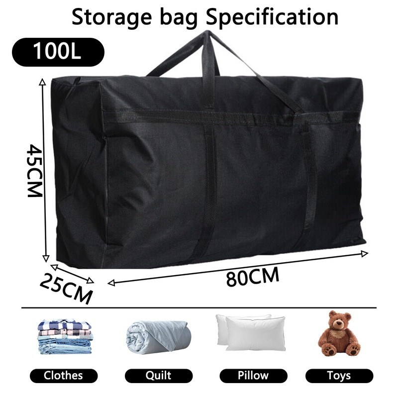 2 Pcs 100L Large Storage Bag, Heavy Duty Moving Totes,