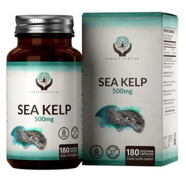 EN Sea Kelp Supplement | 180 Kelp Capsules - 500mg Sea Kelp per Serving | Iodine Supplement Suitable for Vegans | Seaweed Capsules | Non-GMO, Gluten & Dairy Free | Made in The UK
