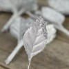 Factory Direct Craft Silver Glitter Trimmed Rose Leaves