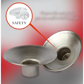 Ner Mitzvah Reusable Metal Candlestick Liners and Drip Guards - Safety Pin Holds Candles in Place - Nickel Plated Protector Bobeches - Silver - 2 Pack
