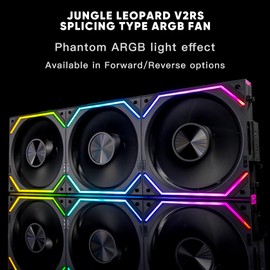 Jungle Leopard PC Fan JM-V2 RS 120 Infinity Mirror Module Daisy-Chain ARGB Fan 120mm Triple Pack Suitable for Computer Case & 360mm AIO Cooler (Black Reverse)