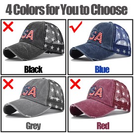 GONOSEED 【4 Colors/Blue】 Baseball Caps 4th of July Hat Fourth of July Accessories Fourth of July Outfits for Women USA Hat Trucker Hat 4th of July Accessories for Women
