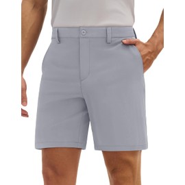 MAGCOMSEN Men's Golf Shorts 7" Quick Dry Lightweight Stretch Casual Shorts with 6 Pockets Dress Work Hiking Light Grey 36