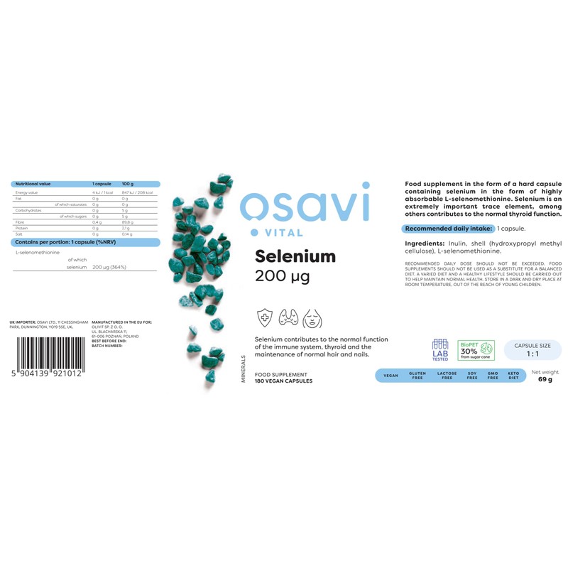 Osavi Selenium, 200mcg - 180 Vegan caps