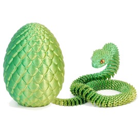 XCDTXJL 3D Printed Snake Egg with Flexible Joints Realistic Snake Model for Easter Home Office Decor Toy Gift (Green)