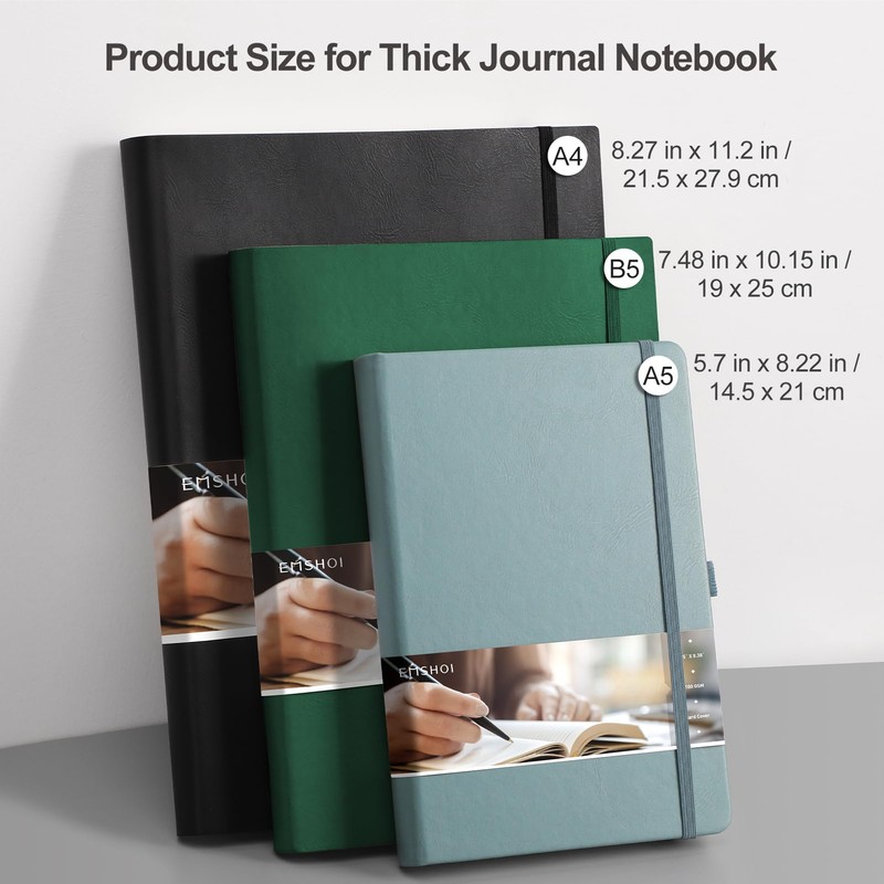 EMSHOI 400 Pages Notebook A5 - Lined Journal 100gsm Thick