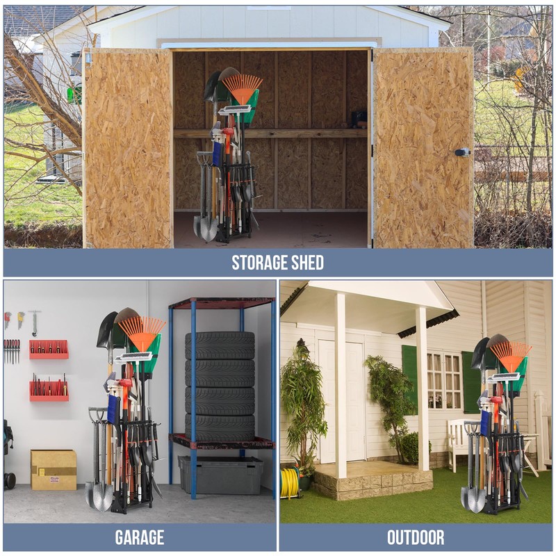 Garden Tool Organizer Holds 50 Long-Handled Tools/Rakes/Brooms/Shovles for Garage Organization