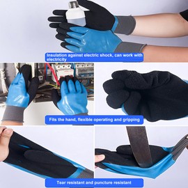 Electrical Insulated Gloves, 1000V Electrician High Voltage Gloves 360° Electrical Insulated Lineman Rubber Gloves Safe Dual Protective Work Gloves for Electrician Work