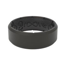 Groove Life Edge Black/Black Silicone Ring - Breathable Rubber Wedding Rings for Men, Unique Design, Comfort Fit Ring - Size 14