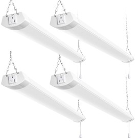 hykolity 4FT 70W LED Shop Light Linkable, 8000lm(300w Equivalent), 5000K Utility Shop Lights for Garages, Workshops, Basements, Hanging or FlushMount, with Power Cord and Pull Chain, ETL, 4 Pack
