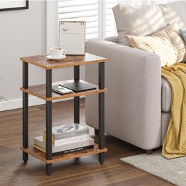 TUTOTAK End Table, Side Table, Nightstand, 3-Tier Storage Shelf, Couch Table for Small Space, Living Room, Bed Room TB01BB049