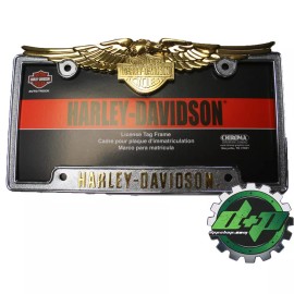 hd Harley Davidson License Plate Frame Chrome and Gold Eagle
