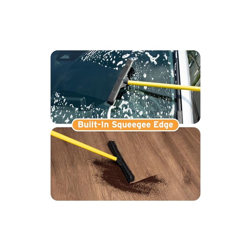 FURemover Pet Hair Removal Rubber Broom, 61" Telescopic Handle
